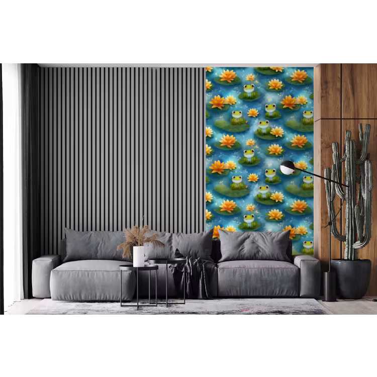 Behang - Kikker - Lelies - Groen — 2