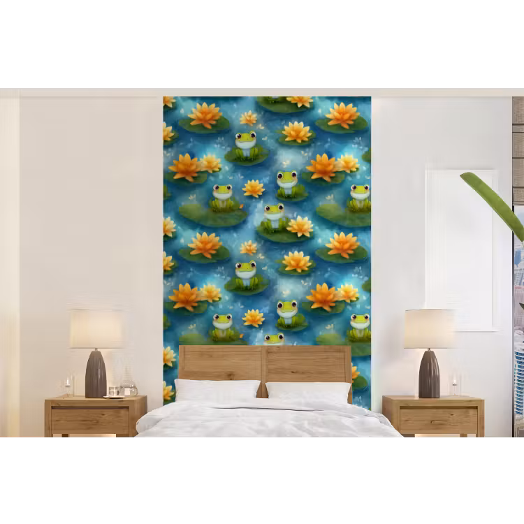 Behang - Kikker - Lelies - Groen — 5