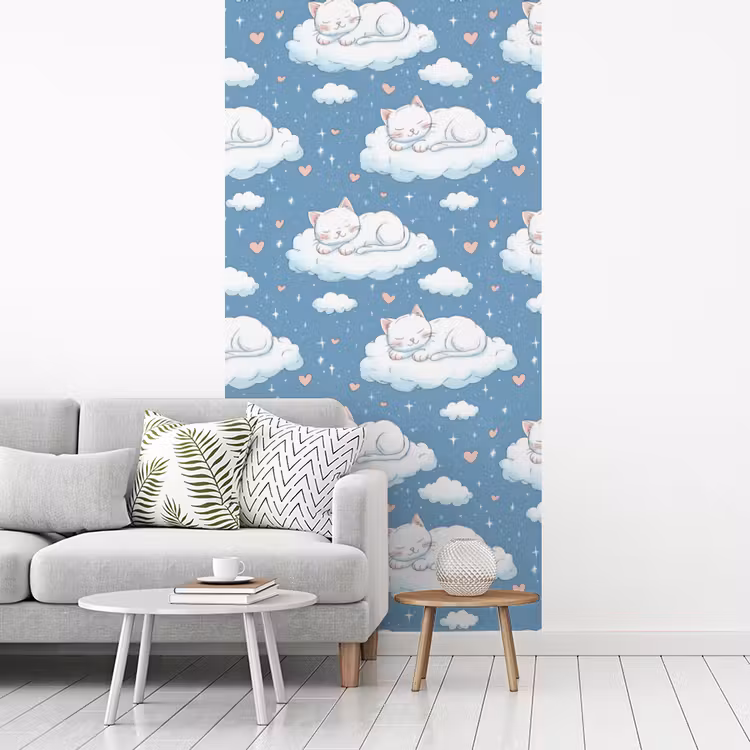 Behang - Kitten - Wolken - Blauw — 3