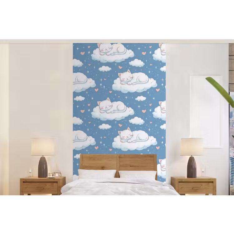 Behang - Kitten - Wolken - Blauw — 5