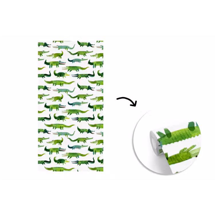 Behang - krokodillen - Speels - Groen — 1