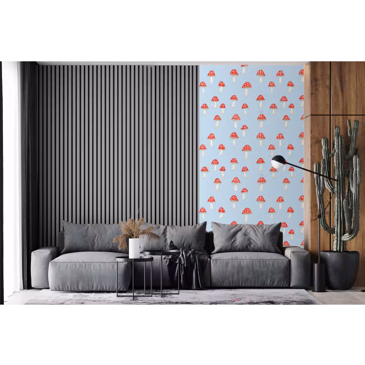 Behang - Paddenstoel -Sprookje - Blauw — 2