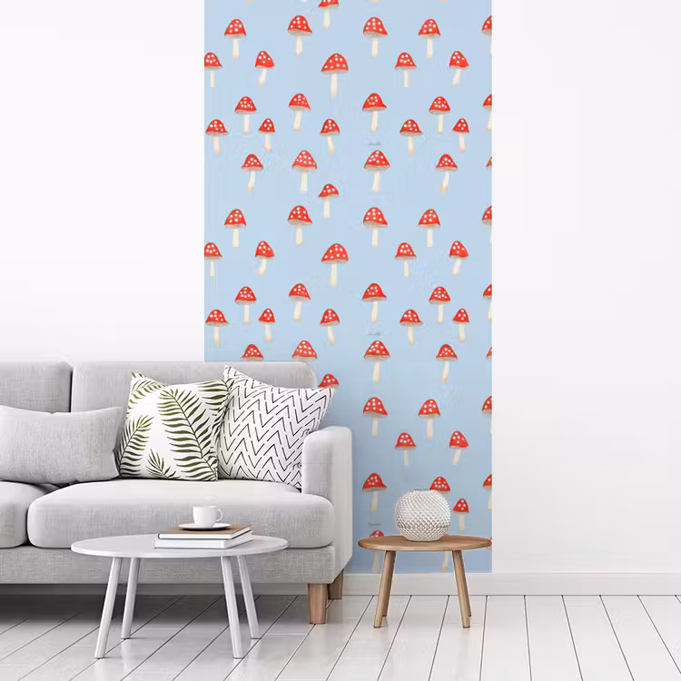 Behang - Paddenstoel -Sprookje - Blauw — 3