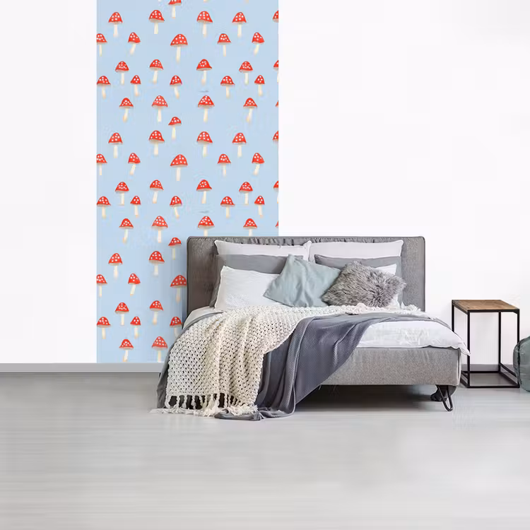 Behang - Paddenstoel -Sprookje - Blauw — 4