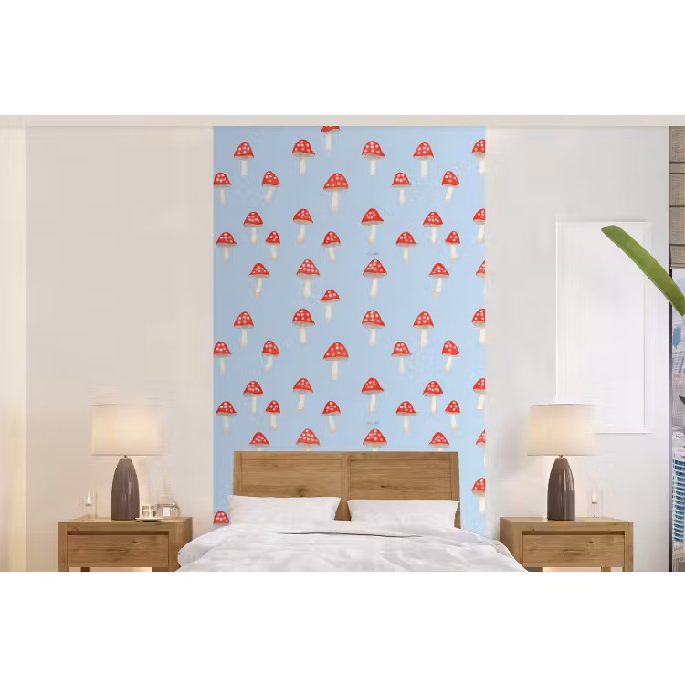 Behang - Paddenstoel -Sprookje - Blauw — 5