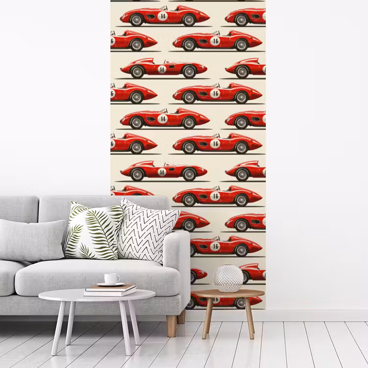 Behang - Raceauto - Retro - Rood — 3