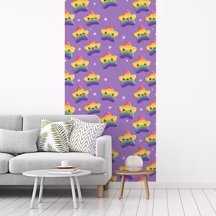Behang - Sterren - Regenboog - Paars — 3