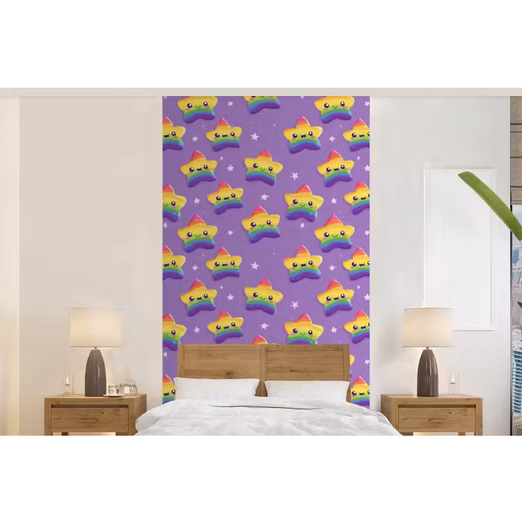 Behang - Sterren - Regenboog - Paars — 5