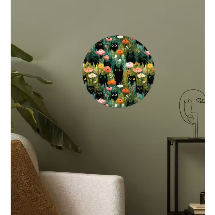 Behangcirkel - Katten - Bloemen - Kleurrijk — 3