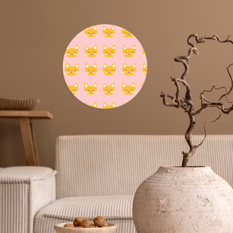 Behangcirkel - Katten - Patroon - Roze — 2