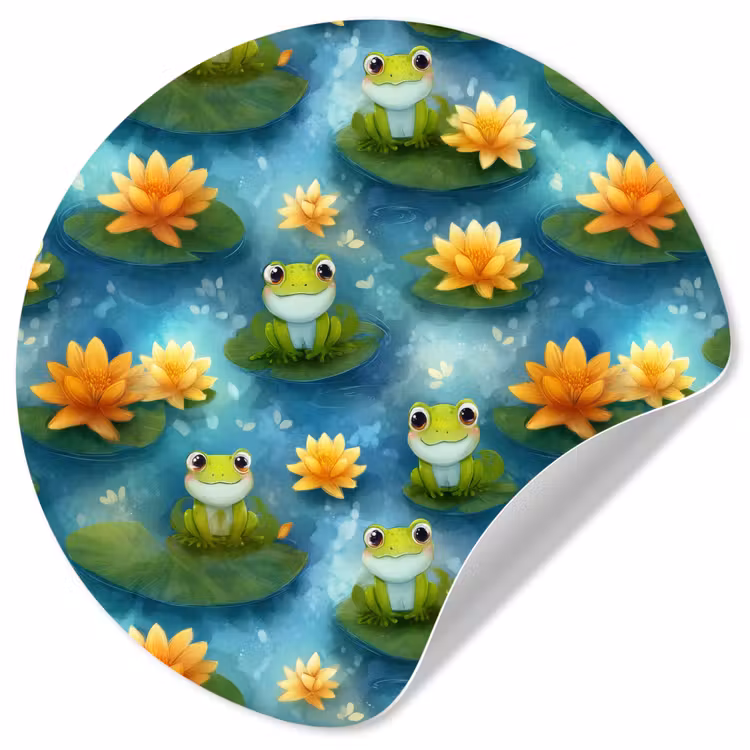 Behangcirkel - Kikker - Lelies - Groen — 1