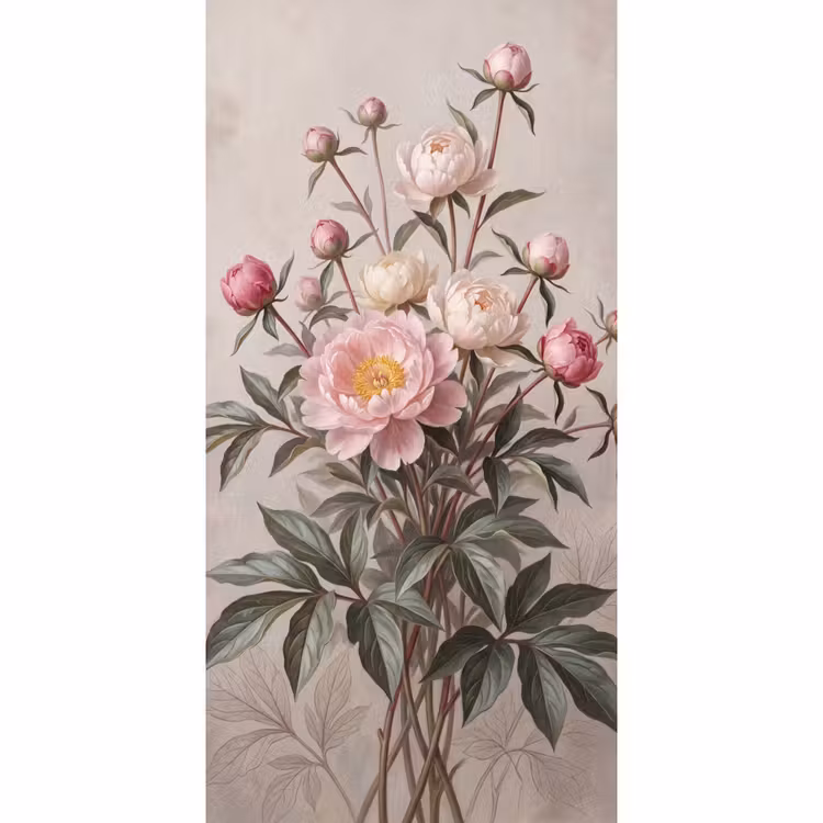 Behang - Pioenrozen - Boeket - Roze — 2