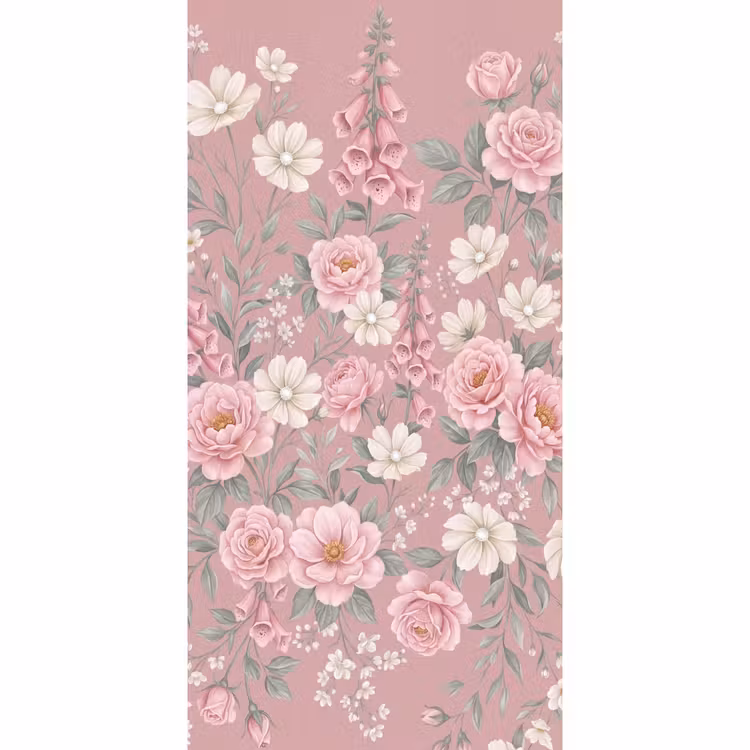 Behang - Pioenrozen - Vingerhoedskruid - Pink — 2