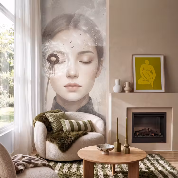 Behang - Vrouw - Sereen - Grijs — 1