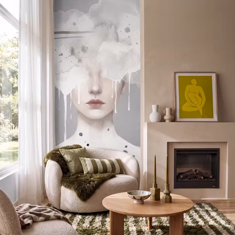 Behang - Vrouw - Wolk - Grijs — 1