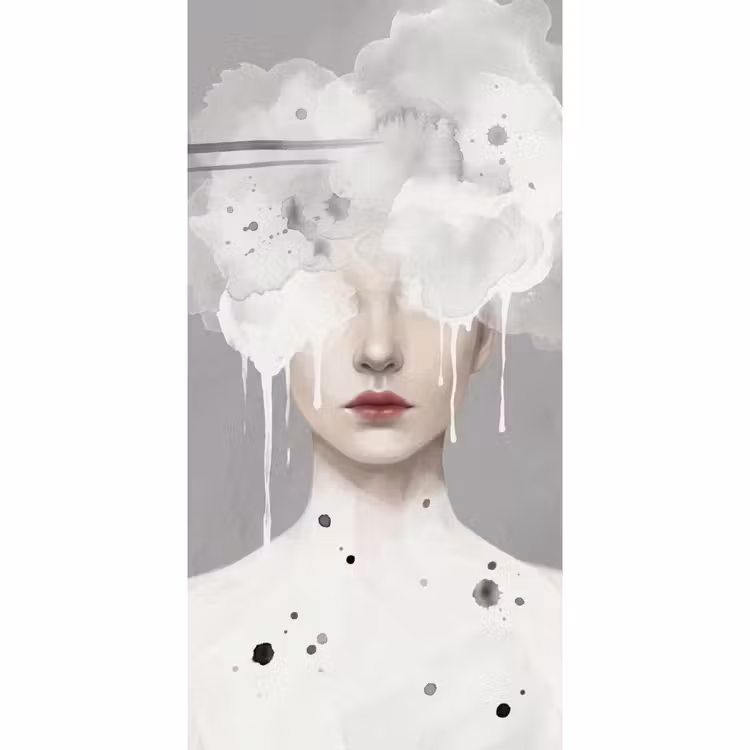 Behang - Vrouw - Wolk - Grijs — 2
