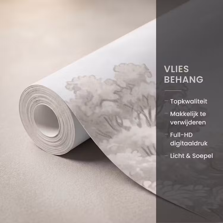 Behang - Rivierlandschap - Bergen - Natuur - Vintage - Beige — 3