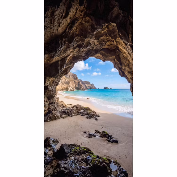 Behang - Grot - Strand - Zee - Blauw — 2