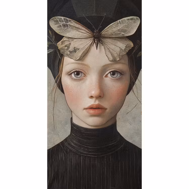Behang - Woman - Butterfly - Art - Classic - Muted — 2