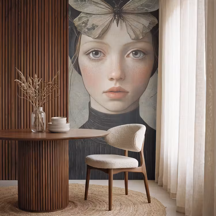 Behang - Woman - Butterfly - Art - Classic - Muted — 4