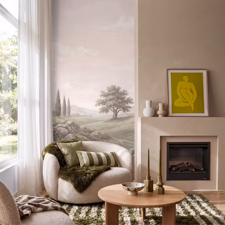 Behang - Heuvellandschap - Bomen - Natuur - Groen — 1
