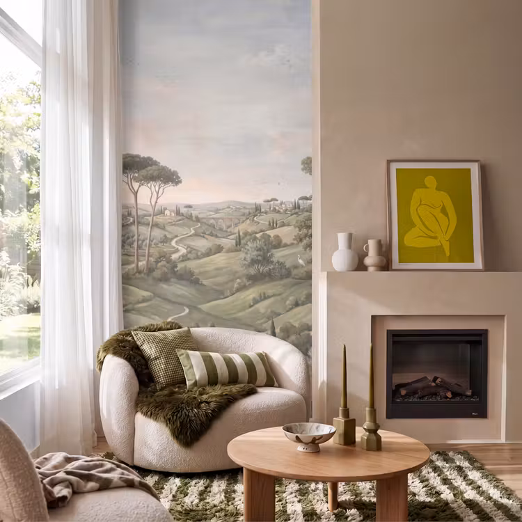 Behang - Landschap - Heuvels - Zandpad - Groen — 1