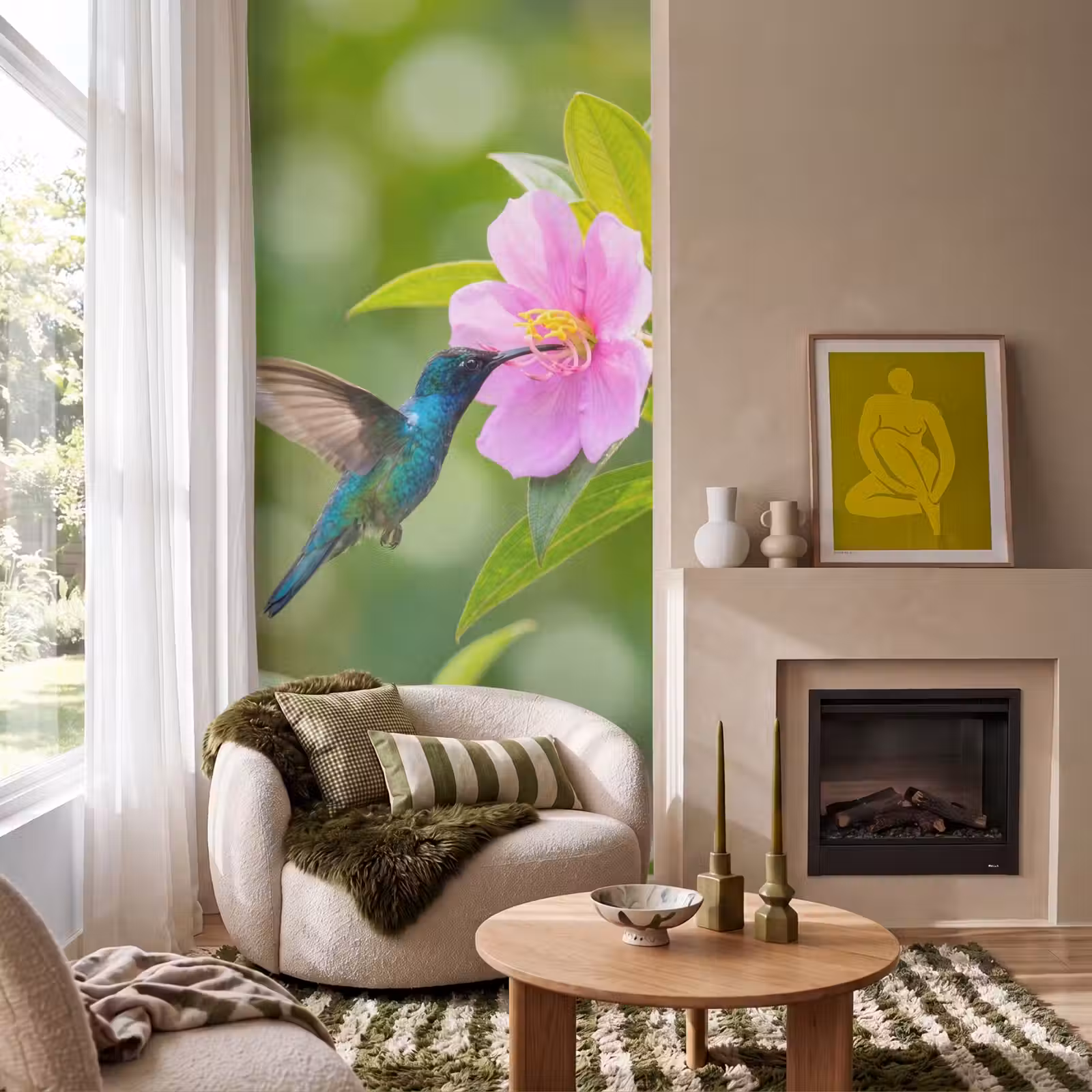 Behang - Kolibrie - Bloem - Natuur - Groen — 1