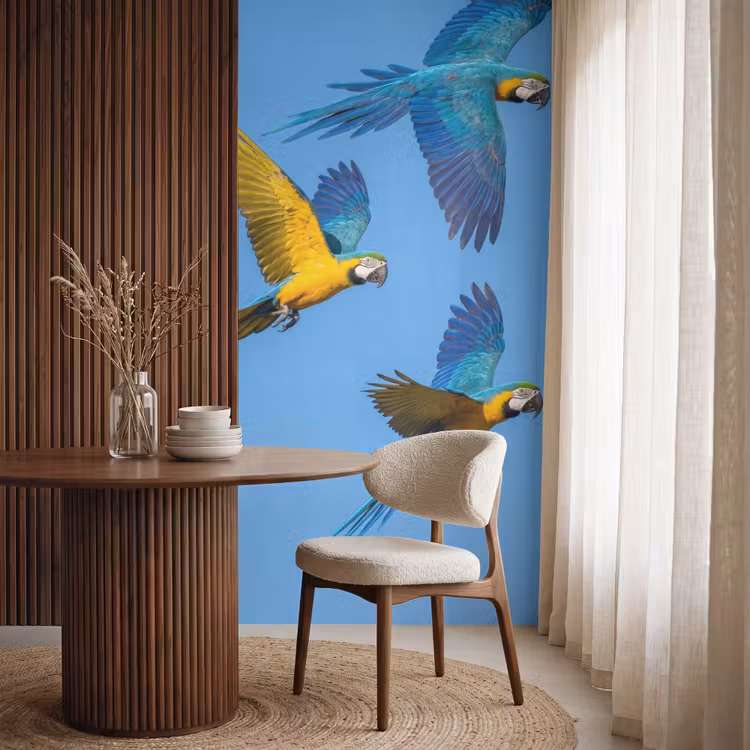 Behang - Papagaai - Vliegen - Blauw - Geel — 4