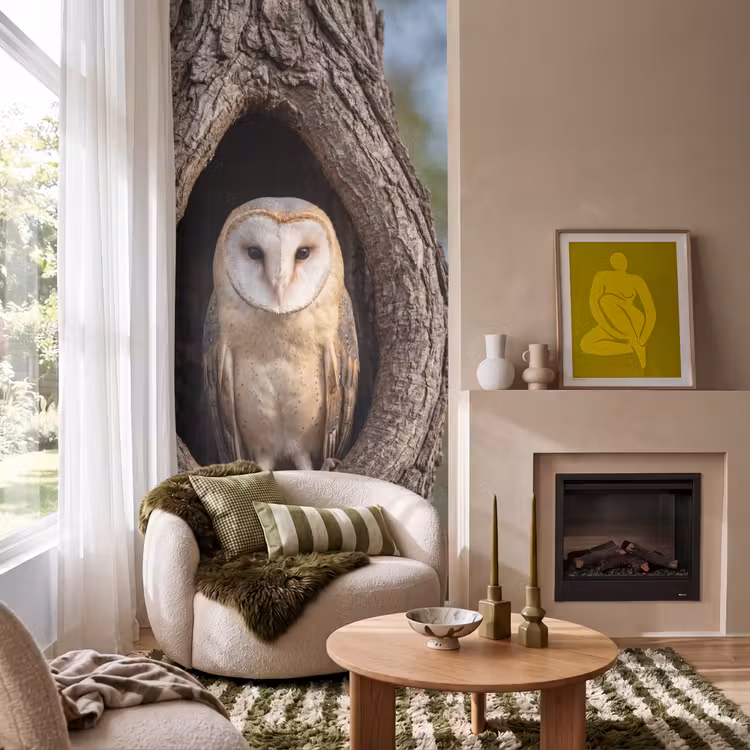 Behang - Kerkuil - Boom - Natuur - Bruin — 1