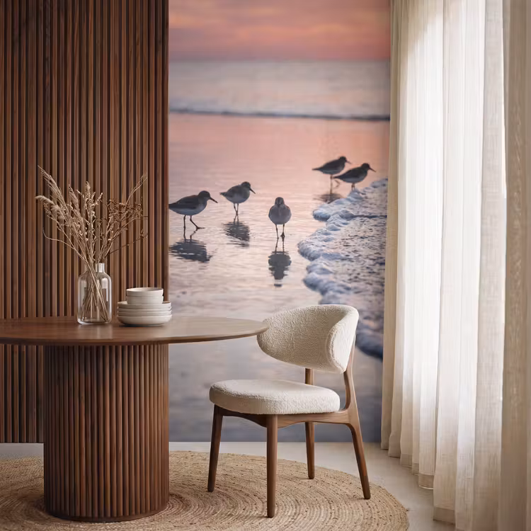 Behang - Meeuwen - Strand - Zee - Roze — 4
