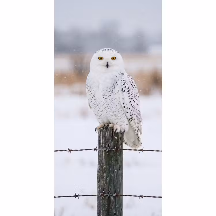 Behang - Sneeuwuil - Hek - Sneeuw - Wit — 2