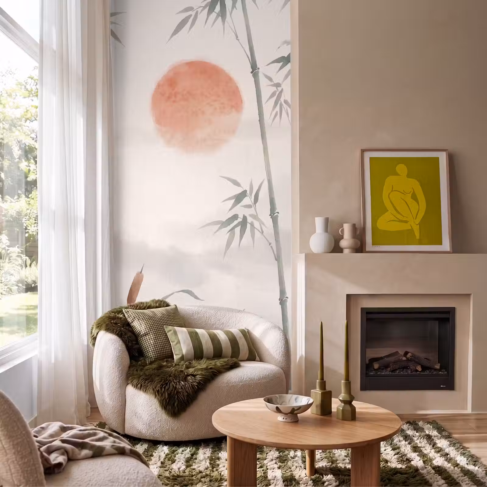 Behang - Minimalistisch - Bamboe - Groen — 1
