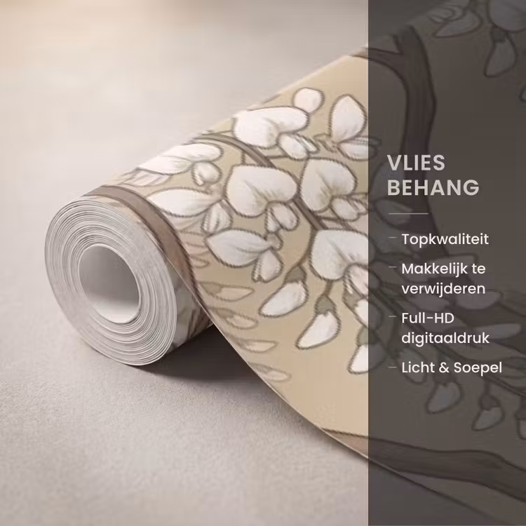 Behang - Kraanvogels - Water - Beige — 3