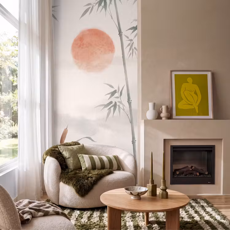 Behang - Minimalistisch - Bamboe - Groen — 1