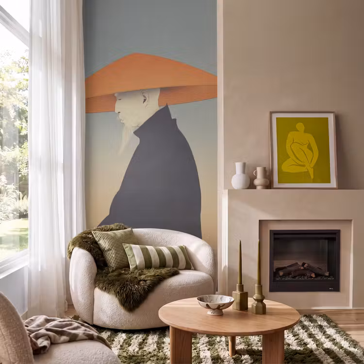 Behang - Minimalistisch - Silhouet - Oranje — 1