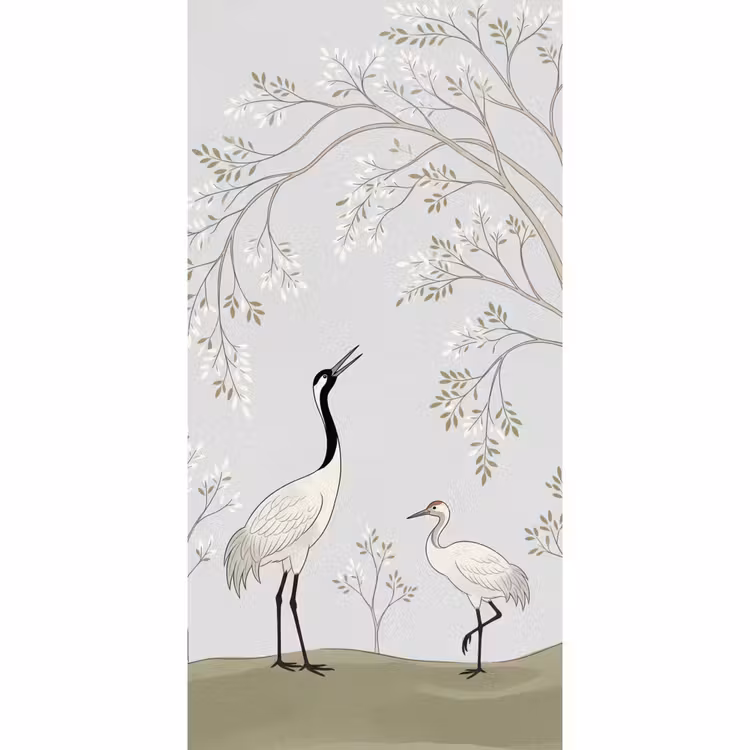 Behang - Minimalistisch - Kraanvogels - Blauw — 2