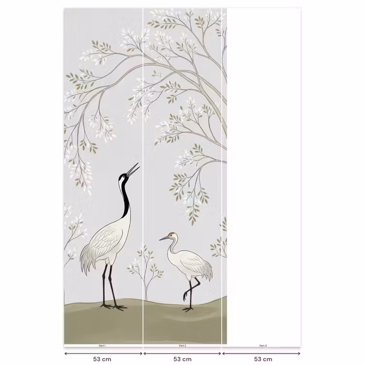 Behang - Minimalistisch - Kraanvogels - Blauw — 6