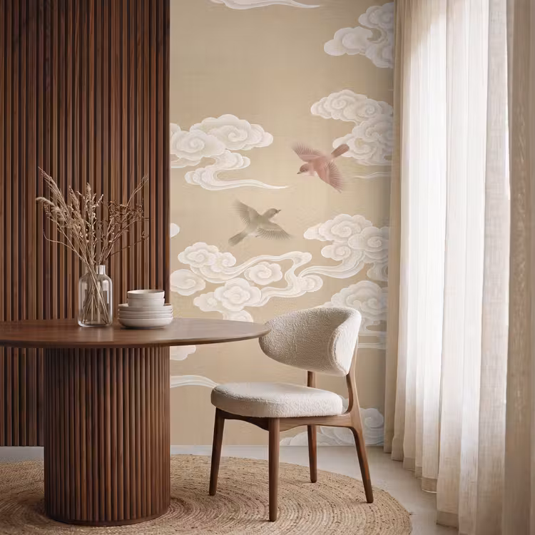 Behang - Vogels - Vliegen - Beige — 4