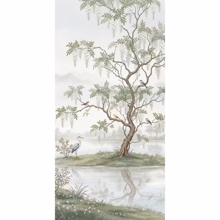 Behang - Reiger - Landschap - Groen — 2