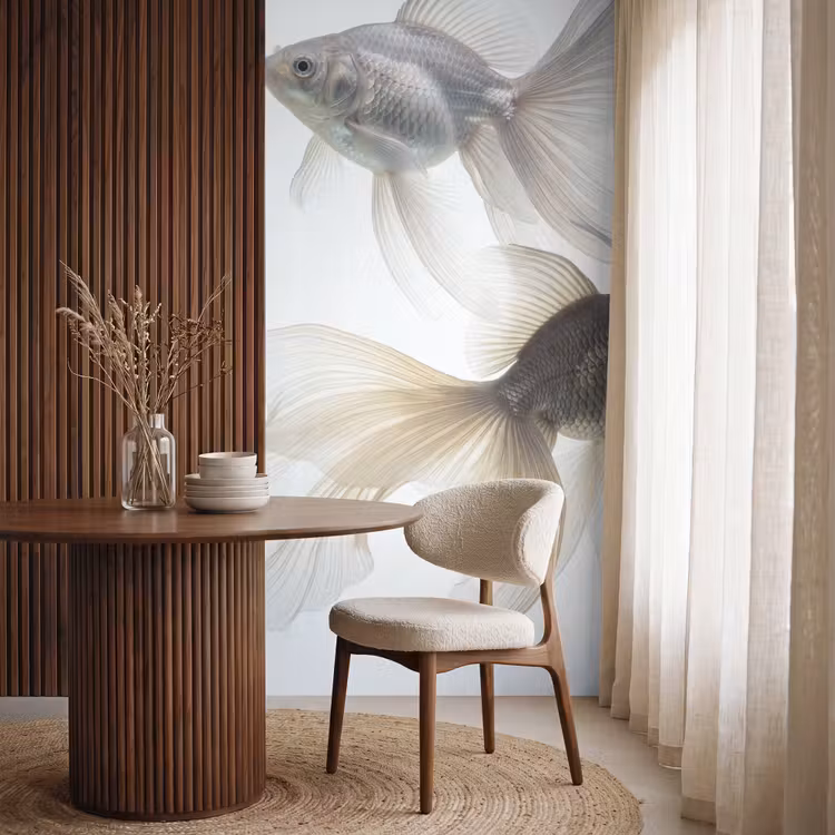 Behang - Goudvissen - Modern - Wit — 4