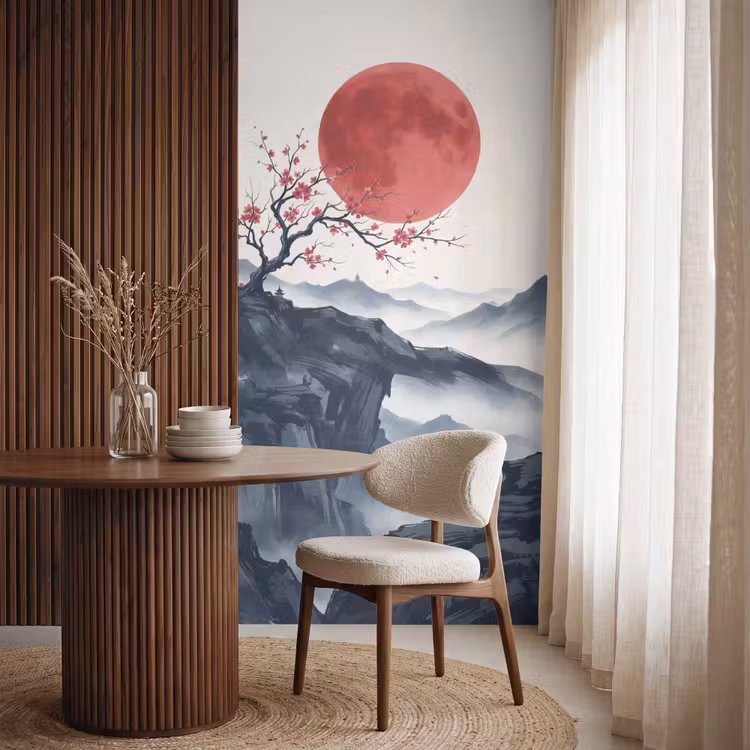 Behang - Kersenbloesem - Oosters - Rood — 4