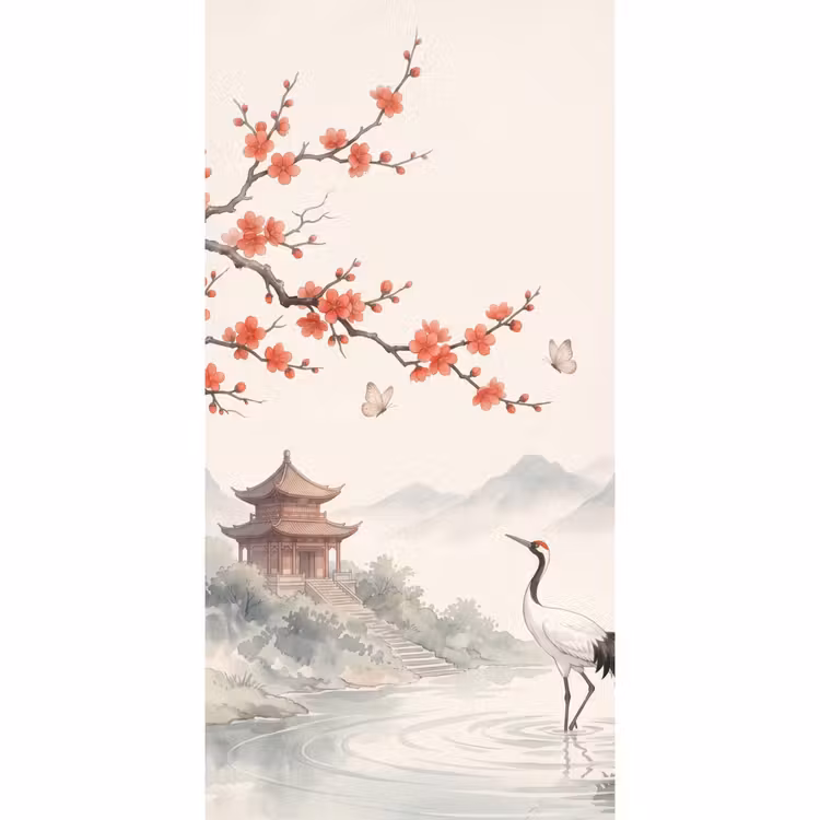 Behang - Kraanvogel - Azië - Klassiek — 2