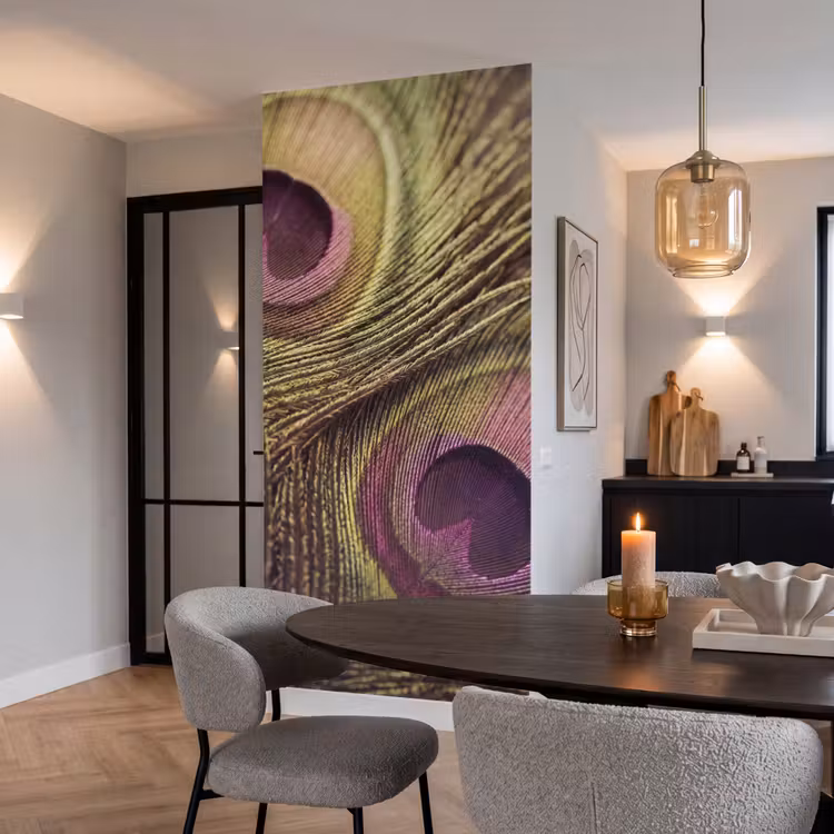 Behang - Pauw - Veren - Paars - Groen — 5