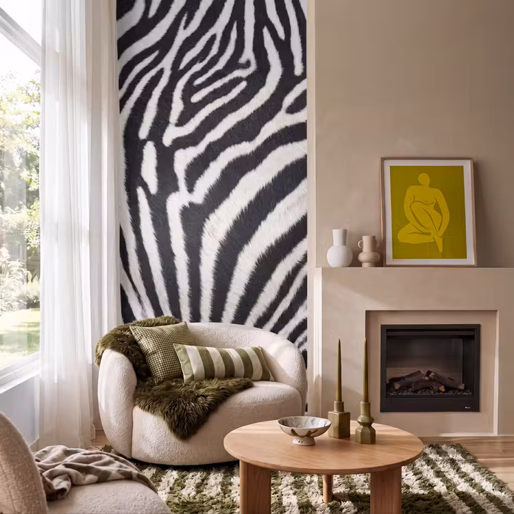 Behang - Zebra - Vacht - Klassiek - Zwart - Wit — 1