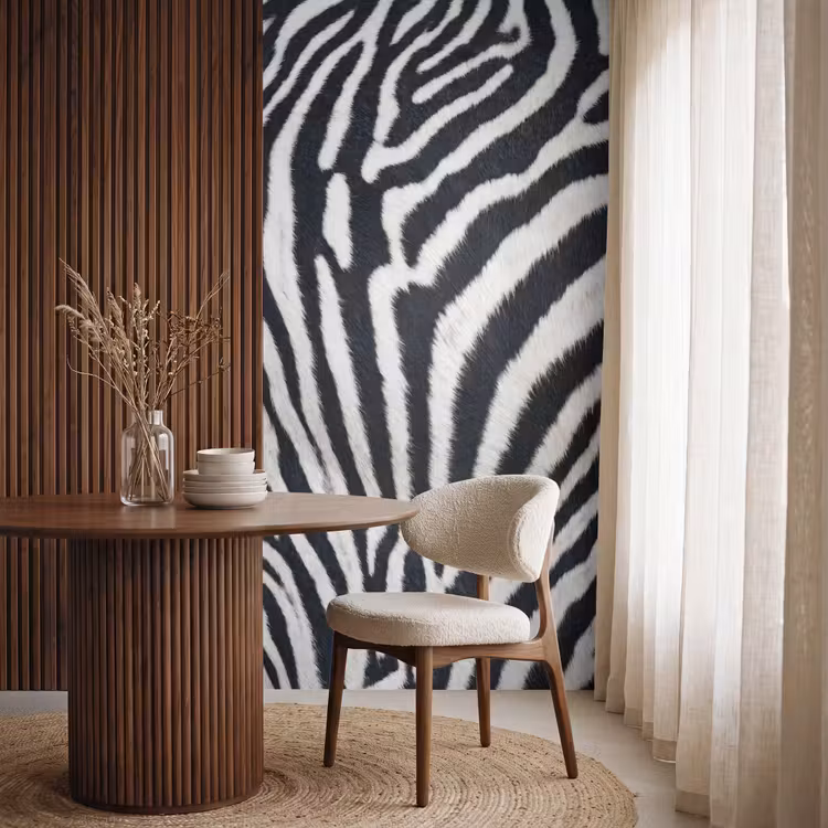 Behang - Zebra - Vacht - Klassiek - Zwart - Wit — 4