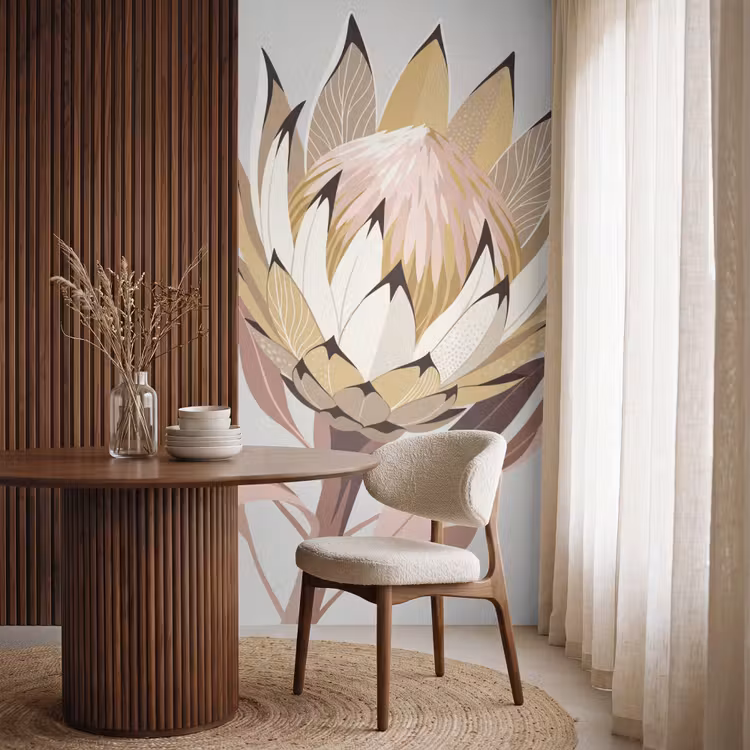 Behang - Protea - Bloem - Botanisch - Beige — 4