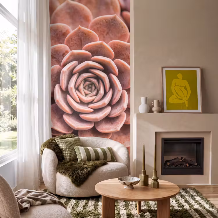 Behang - Vetplant - Organisch - Roze — 1