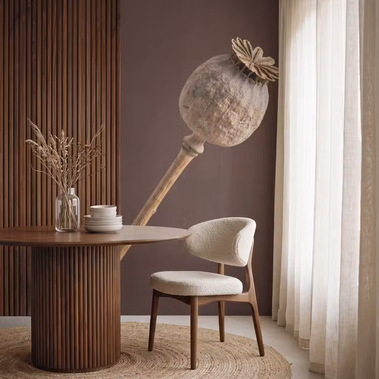 Behang - Papaverbol - Droogbloem - Bruin - Minimalistisch — 4