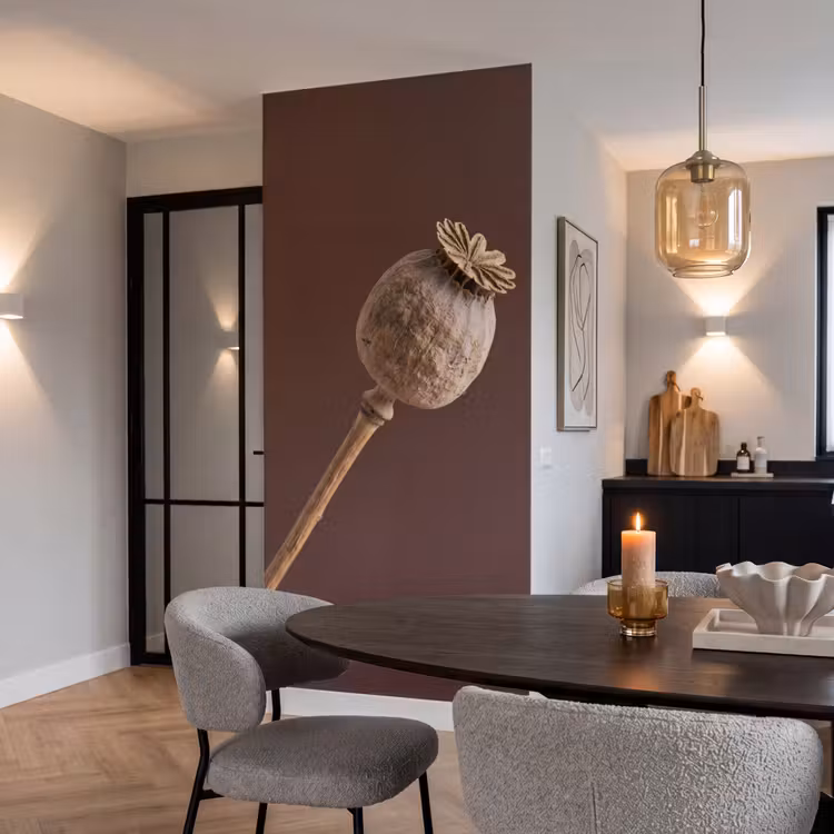 Behang - Papaverbol - Droogbloem - Bruin - Minimalistisch — 5