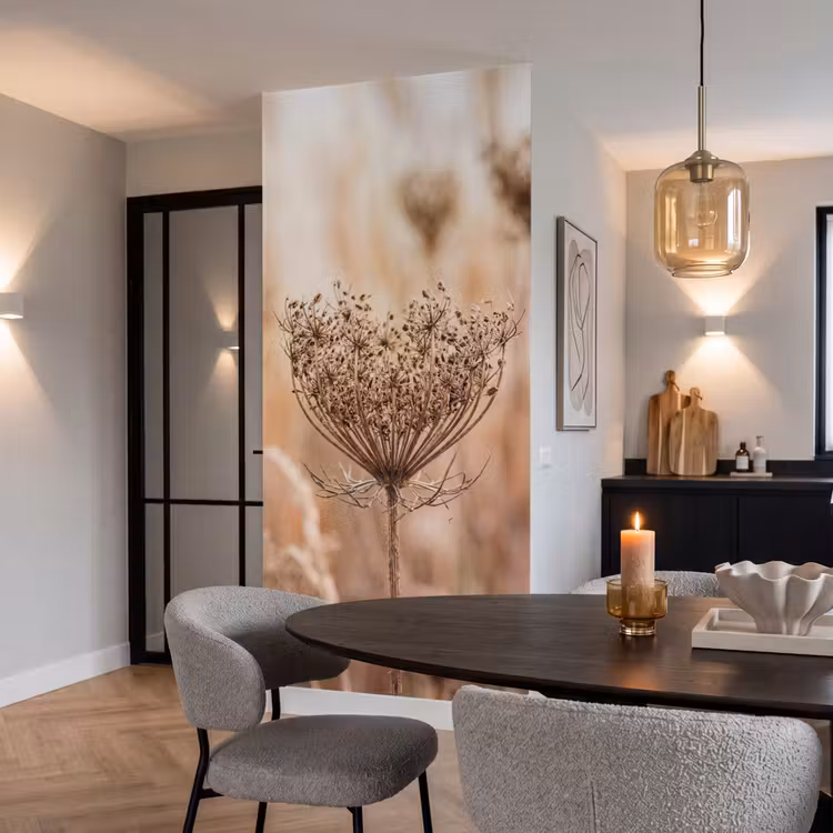 Behang - Schermbloem - Droogbloem - Winter - Beige - Minimalistisch — 5